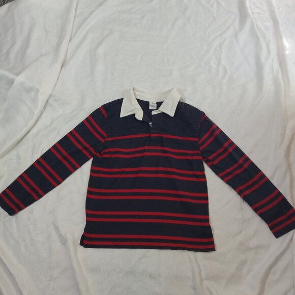Gymboree Boys 10 Aviator School Red Blue Striped Rugby Shirt Long Sleeve Vintage - Picture 9 of 9